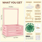 Giftacity Wooden Baby Shower Crate, Large Pink Personalized Gift Basket - Image 3