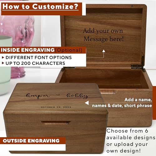Keepsake Box for Wedding Anniversary, Customized Keepsake Box Engraved - Image 3