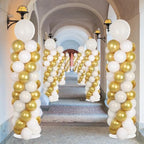 2 Sets Adjustable Balloon Column Stand Kit with Bases（ Sand White Gold） - Image 6
