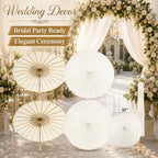 Koyal Wholesale 32" Ivory Paper Parasol Umbrella 4 Pack, Large Paper Umbrella Bulk, Paper Parasol Wedding Umbrellas, Ivory Parasol Umbrella Bridal Party Decor Photo Props, Sun Parasols for Shade - Image 4