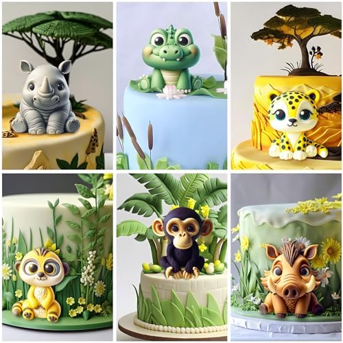 Fondant Molds Safari Animal Cake Topper 6-count Kit Leopard Mongoose Chimpanzee Crocodile Rhinoceros Warthogs - Image 4