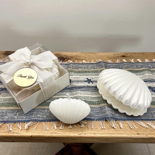 White Seashell Candle Party Favors in a Plastic Box, Wedding Favor Guest Bulk,Bridal Shower Gifts, Baby Shower giveaways for Baptism (10,20,30,50,100.. Options Available in Customize Section) - Image 3