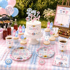 Baby Q Gender Reveal Decorations, Pink Blue Gingham BBQ Gender Reveal Decor - Image 2
