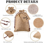 Woanger 100 Pcs Drawstring Burlap Gift Bags 4x6'' with Tags, Hemp Brown Mix - Image 3