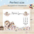 Personalized Baby Milestone Blanket for Boys Girls Baby Month Blanket- First Year Calendar Monthly Growth Chart - Animal Print Halloween Birthday Gifts for Infant Todder - Image 3