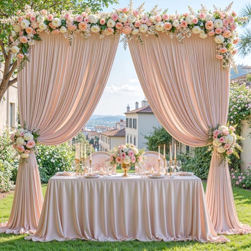 Nude Blush Backdrop Curtains-Wrinkle-Free Polyester Photography Drapes Party Curtain Background for Baby Shower Wedding Decorations- 16 X10FT - Image 4