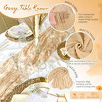 Showgeous 20 Pack Nude Cheesecloth Table Runner, 17 x 108 Inches - Image 3