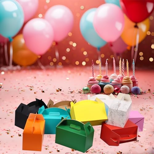 30 Pcs Large Party Favor Boxes, 9.45x5x5 Inch Black Treat Boxes, Gable Boxes Candy Boxes Goodie Boxes Paper Gift Boxes with Handles for Kids Birthday Party Decoration Baby Shower Wedding - Image 7