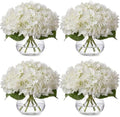 Zeyune 4 Pack Artificial Hydrangea Flowers with Vase (White) by Zeyune