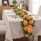 U'Artlines 3 Pack Artificial Orange Rose Garlands Flower Vines 19.5 ft - Image 4