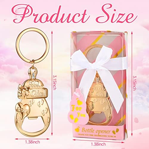 Sieral 24 Pcs Baby Shower Bottle Opener Party Favor for Guest Gold Keychain Gifts Decorations Souvenirs for Girls Boys Baby Birthday Gender Wedding Reveal Bridal Party Decor (Girl) - Image 6