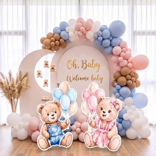 Wesiti 2 Pcs Large 40 x 24 Gender Reveal Bear Cardboard Cutout, Blue Pink by Unteilti