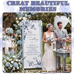 Chinoiserie Floral Wedding Welcome Linen Sign Stand(Blue) - Image 4