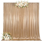 20x10ft Dark Champagne Backdrop Curtains Wedding Party Glitter Sequin Curtain Backdrop Fabric Shimmer Drapes Backdrop Bridal Baby Shower Birthday Christmas Photoshoot Background 5x10FT，4 Panels by LittleFunny