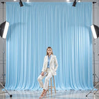 8 Panels Baby Blue Backdrop Curtains - Wrinkle Free Fabric Backdrop Curtain for Photoshoot, 10FT Wedding Party Photo Backdrop Drapes for Birthday Baby Shower Photography Stage Background Decorations - Image 4