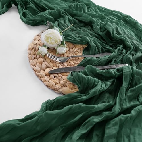 30 Pack Emerald Green Cheesecloth Table Runner 9FT Rustic Sheer Table Runners 17x108 Inch Gauze Boho Runner for Wedding Bridal Baby Shower Birthday Party Table Decorations - Image 5