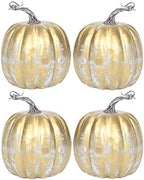 vensovo 6 Inch Distressed Gold Artificial Pumpkins, 4 Pack by vensovo
