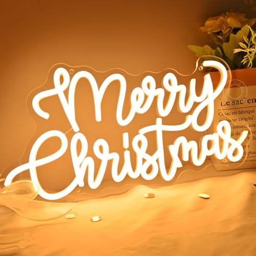 SYLHOME Merry Christmas LED Neon Light Sign Shop Party Window Wall Decor - Image 4
