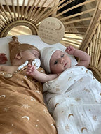 Miaoberry 100% Organic Cotton Baby Muslin Swaddle Blanket Set| Burnt Orange Boho Moon| Gender Neutral for Boys Girls|Moon Leaf| Hospital Newborn Receiving Blanket |Newborn Unisex - Image 6