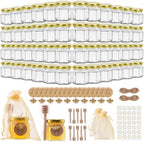 1.5 oz Mini Glass Honey Jars 48 pcs Honey Jars with Wood Dippers by SZUAH