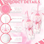 Willinglong 12 Pink Bow Cups with Lid Straw Galentines Party Favor 24 oz - Image 3