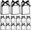 AmazingSpark 50 Pcs White Black Mini Gift Bags Bulk 6.3 x 3.9 x 2.8 Inch Party Favors Elegant Small Gift Bags with Handles and Ribbon Bows for Wedding Birthday Bridal Baby Shower Party Favors by Unknown