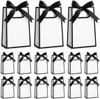 AmazingSpark 50 Pcs White Black Mini Gift Bags Bulk 6.3 x 3.9 x 2.8 Inch Party Favors Elegant Small Gift Bags with Handles and Ribbon Bows for Wedding Birthday Bridal Baby Shower Party Favors by Unknown