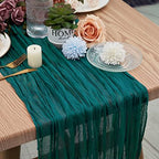 YMHPRIDE 12 Pack Cheesecloth Table Runner 35x120in Teal Table Runner - Image 6