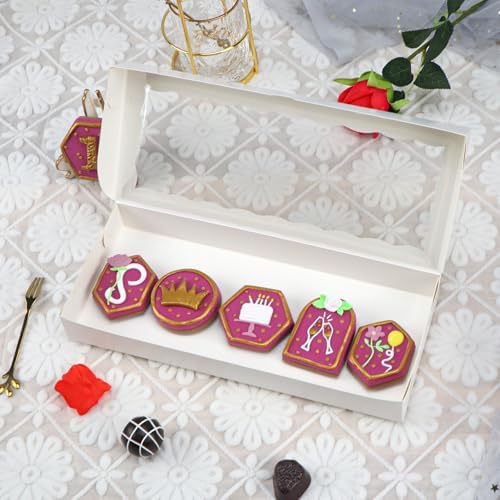 50pcs 12x5x1.5Inches White Bakery Boxes with Window Cookies Boxes Chocolate Truffle Boxes Macaron Boxes Cakesickle Boxes Browines Treat Boxes for Christmas Valentine's Easter Mother's Day - Image 6