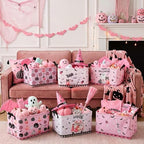 CHENGU 6 Pcs Halloween Storage Bins Collapsible Pink Ghost Storage Baskets - Image 4