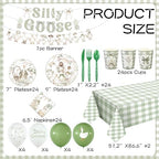 VioraWhite 183 Pcs Silly Goose Birthday Party Set Elegant Sage Green - Image 6