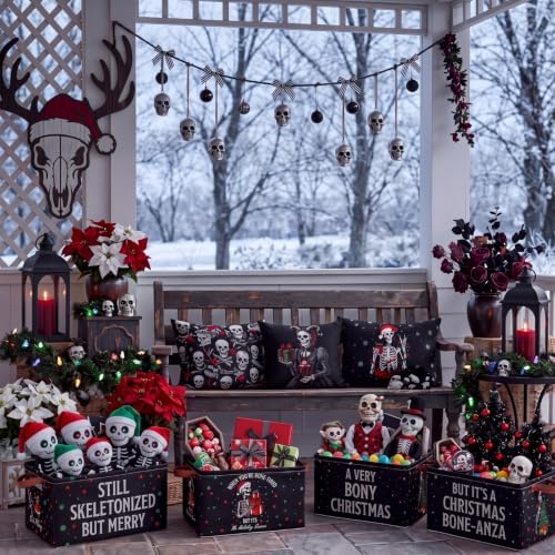 CHENGU 6 Pack Christmas Storage Bin Collapsible Christmas Skeleton Basket - Image 6