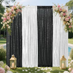 Eternal Beauty Black & Silver Sequin Backdrop Curtains, 4 Panels 2x8FT - Image 4