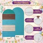 Retro Farm Barns Lines Arch Backdrop Cover 7.2 ft Country Teal Gradient Strips 2 Sided Wedding Arch Covers Stretchy Backdrop Round Top for Birthday, Party, Baby Shower Decorations - Image 3