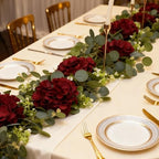AVIVIHO 65Pcs Fake Flowers Burgundy Hydrangea Artificial Flowers Bulk (Not Squished, No Steaming Need) Silk Flowers with Stems for Wedding Decor,Home,Baby Shower,Table Centerpieces Decoration - Image 2