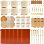 Baby Shower Prizes for Game Winners 6 Sets Baby Shower Games Prizes Ceramic Mugs with Metal Spoons Woven Coasters Notebooks with Pens Scented Candles Gift Bags Wedding Bridal Shower Favors for Guests by WishFond