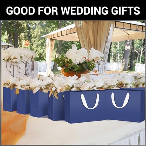 EUSOAR Blue Paper Bags, 25 Pack 16x6x12 inches Heavy Duty Paper Shopping Bags with Handles, Party Favor Paper Bags, Merchandise Retail Wrapping Bags for Business, Craft Grocery, Boutique, Wedding - Image 5