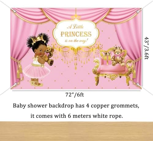 Yuzioey 266pcs Royal Princess Baby Shower Decorations, Black Princess Baby Shower Supplies, Gold Pink Balloon Garland Kit, Disposable Dinnerware (Serve 24 Guests) Plates, Napkins, Backdrop,Tablecloth - Image 4
