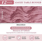 YMHPRIDE 12 Pack Cheesecloth Table Runner 35x120in Dusty Rose Table Runner - Image 2
