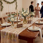Floral Table Runner 10ft Embroidery Tulle Spring Wildflower Gauze Table Runner Seasonal Summer Butterfly Kitchen Dining Decoration for Wedding Baby Shower Birthday Party (Champagne,10 Pcs) - Image 5