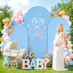 7.2FT 6.6FT 6FT Set of 3 Spandex Fitted Wedding Arch Stand Covers Baby Blue Arch Backdrop Cover Chiara Backdrop Cover Round Top Arch Covers for Bridal Baby Shower Wedding Ceremony Decorations - Image 5
