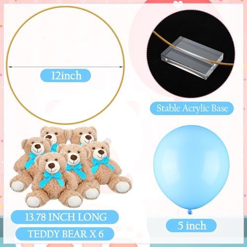 6 Sets Bear Table Centerpieces for Baby Shower Gender Reveal, Blue - Image 2