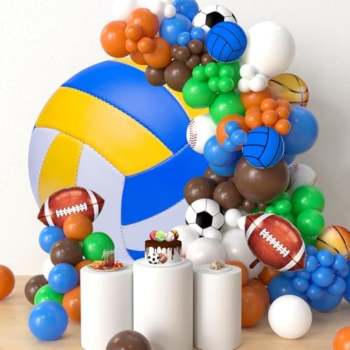 Renaiss 7.5x7.5ft Colorful Volleyball Round Backdrop Cover Yellow White Blue Volleyball Circle Photography Background Sports Themed Birthday Baby Shower Fans Athletes Party Decor Photo Booth Props - Image 3