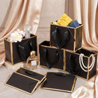 Yeaqee 100 Pcs Mini Metallic Paper Gift Bags with Handle, Black, Gold - Image 5