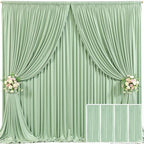 4 Panels Sage Green Backdrop Curtain for Parties Wrinkle Free Dark Green Photo Curtains Backdrop Drapes Fabric Decoration for Baby Shower Birthday Party Photography 20ft(W) x 10ft(H) by Tao-GePartyDecorations