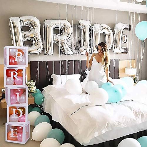 96 PC Bridal Shower Decorations Balloon Boxes White- Transparent Block with BRIDE TO BE + GROOM + A - Z Letters and 40 Balloons- Engagement Bachelorette Parties Weddings Centerpieces Photo Booth Props - Image 2
