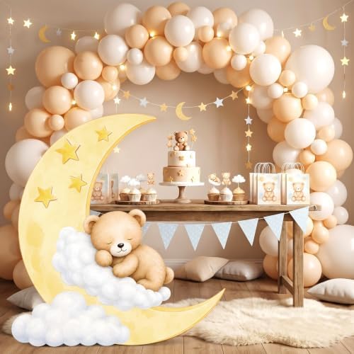 4ft Bear Baby Shower Decorations, Large Moon and Bear Cardboard Cutout Cute We Can Bearly Wait Theme Photo Booth Prop for Birthday Gender Reveal Party Supplies Outdoor Indoor - Image 4