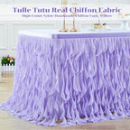 Partisky Lavender Purple Tulle Curly Willow Table Skirt for Rectangle Table 14ft, Ruffle Tutu Table Cloth for Girls Boys Baby Shower,Mermaid Birthday Party - Image 4