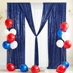 Eternal Beauty Navy Blue Sequin Backdrop Curtains, 4 Panels 2x8FT - Image 2