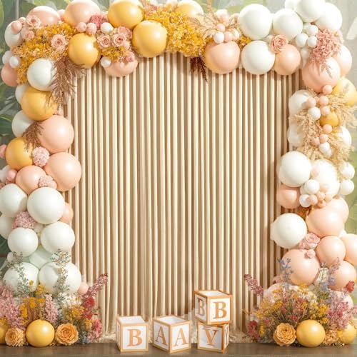 50ft x 10ft Wrinkle Free Beige Backdrop Curtains for Parties Weddings, 10 Panels 5×10ft Soft Silk Polyester Photo Backdrop Drapes for Birthday Baby Shower Baptism Photo Photography Background Cloth - Image 6